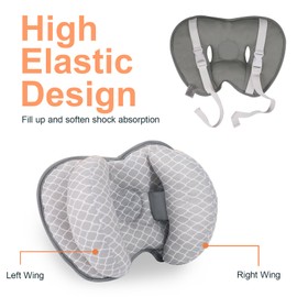 KAKIBLIN Baby Neck Pillow for Head, 2 in 1 Travel Pillow Baby Car Seat Head Support Banana Neck Pillows for Infants Small Boys and Girls, Support for Stroller,White Cloud