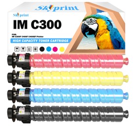 SkyPrint 4-Pack IM C300 IM C400 IMC300 IMC400 Toner Cartridge Black Cyan Magenta Yellow Compatible with Ricoh 842378 842379 842380 842381 for Use in Ricoh Lanier Savin IM C300F C400F C400SF