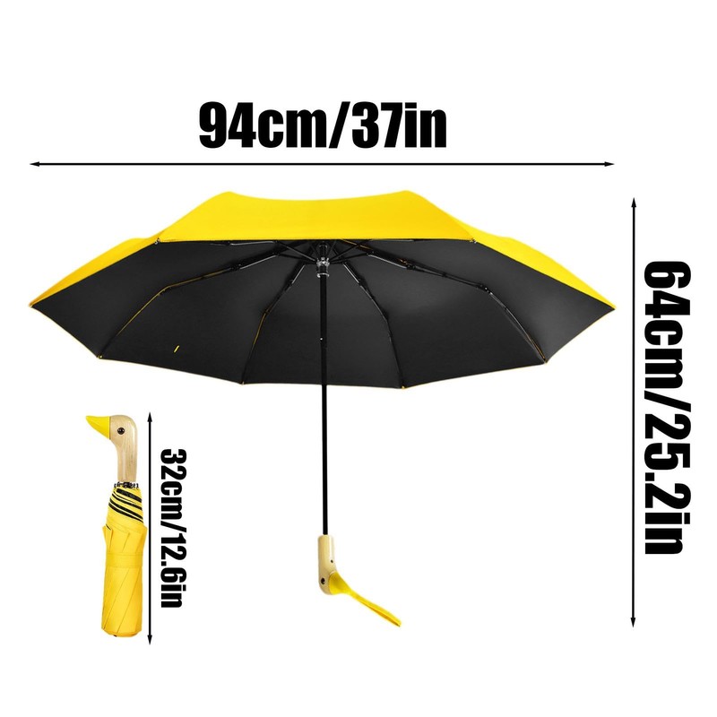 Duck Handle Umbrella - 3-Fold Umbrella,8 Ribs Umbrellas for Rain