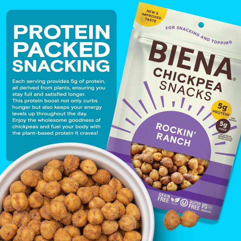 BIENA Rockin Ranch Chickpeas 8 Pack Plant Based Protein Gluten