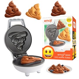 Emoji Poop Mini Waffle Maker- Breakfast Fun for Kids w Cute Smiley Face Design, 4" Waffler Iron Makes Poo Shaped Pan Cakes or Waffles, Electric Nonstick Appliance w Recipes, Funny Gag Gift for Him Her