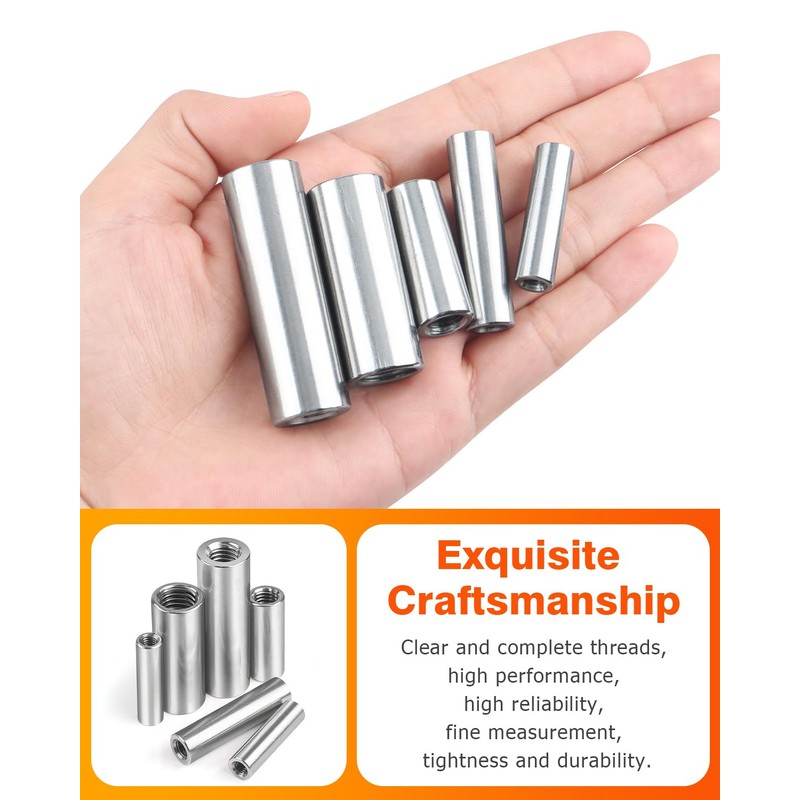 Jeboler M6 x 40 mm Round Threaded Sleeves, Pack of