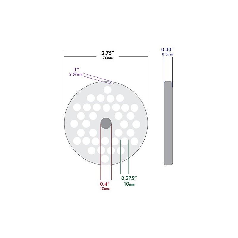 TSM #10/12 Stainless Steel Meat Grinder Plate (3/8")