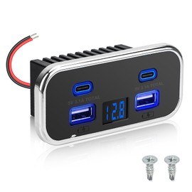 Linkstyle RV USB Outlet, 62W Dual USB-A & Dual Type-C Ports, Power Outlet Panel with Voltmeter for 12V/24V Car Truck Marine