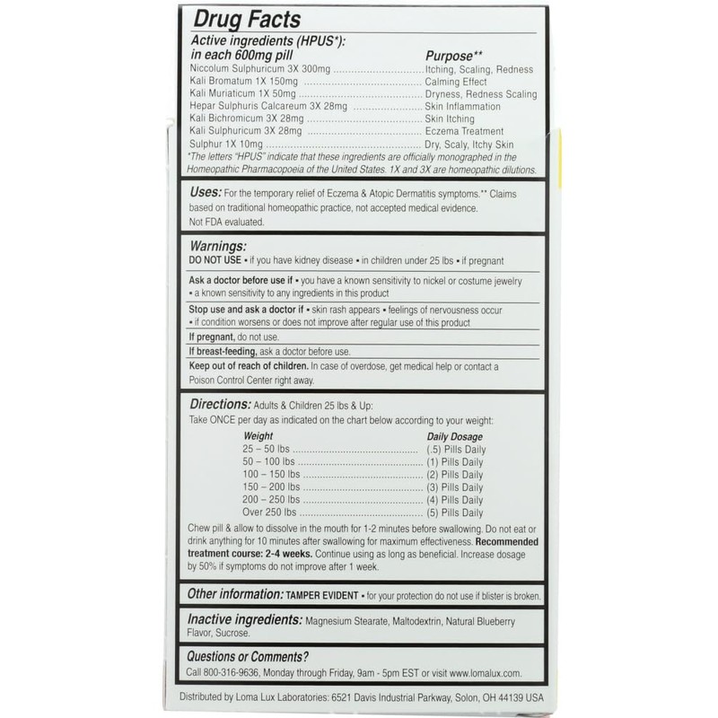 Loma Lux Laboratories Homeopathic Supplement, Eczema, 60 Count (3 Pack)