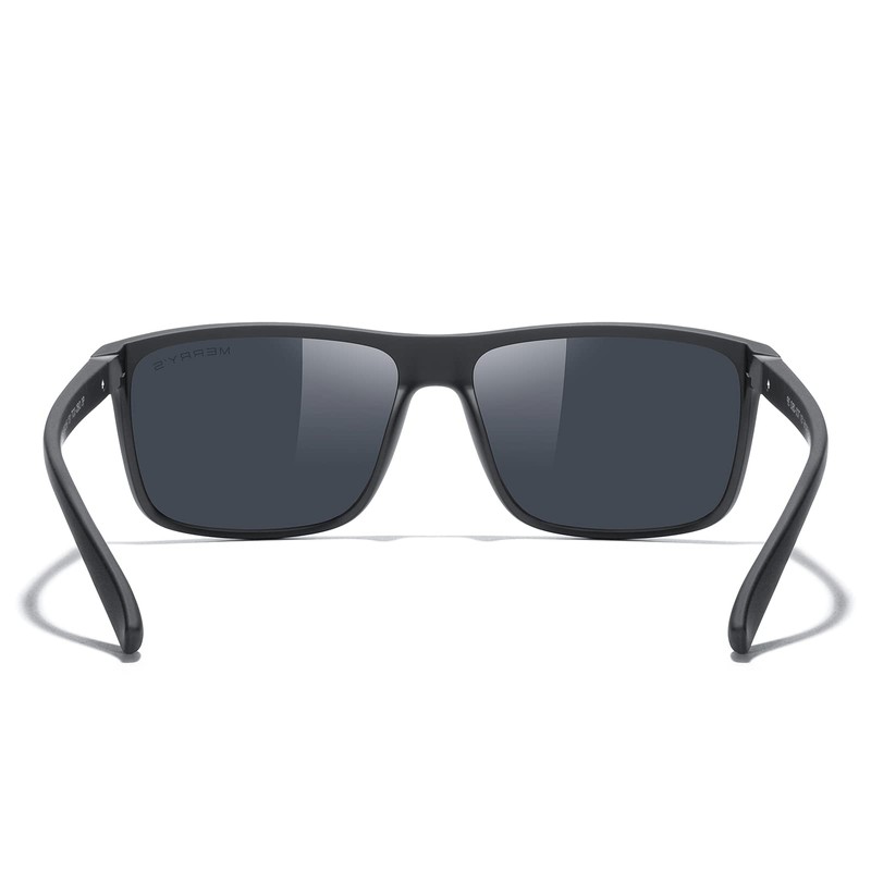 MERRY'S Rectangular Polarized Sports Sunglasses for Men Women Cycling Driving