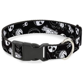 Buckle-Down Dog Collar Plastic Clip Nightmare Before Christmas Jack Scary Teddy Killer Duck 9 to 15 Inches 0.5 Inch Wide