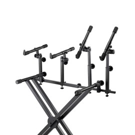 On-Stage KSA8500 Deluxe Keyboard Tier (Multi-Level Keyboard Support for Stacking Digital Pianos, MIDI Controllers, Synthesizers&Organs, Up to 66LBs, Adjustable Arm, Fits X-Style Stands, Black)