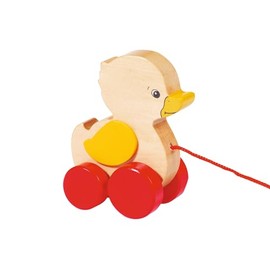 goki 54993 Ellah Duck Wooden Pull Toy with Animal Motif, Educational Toy with Cord, Baby Toy Promotes Coordination and Motor Skills, 8 cm x 5 cm x 10 cm, from 1 Year