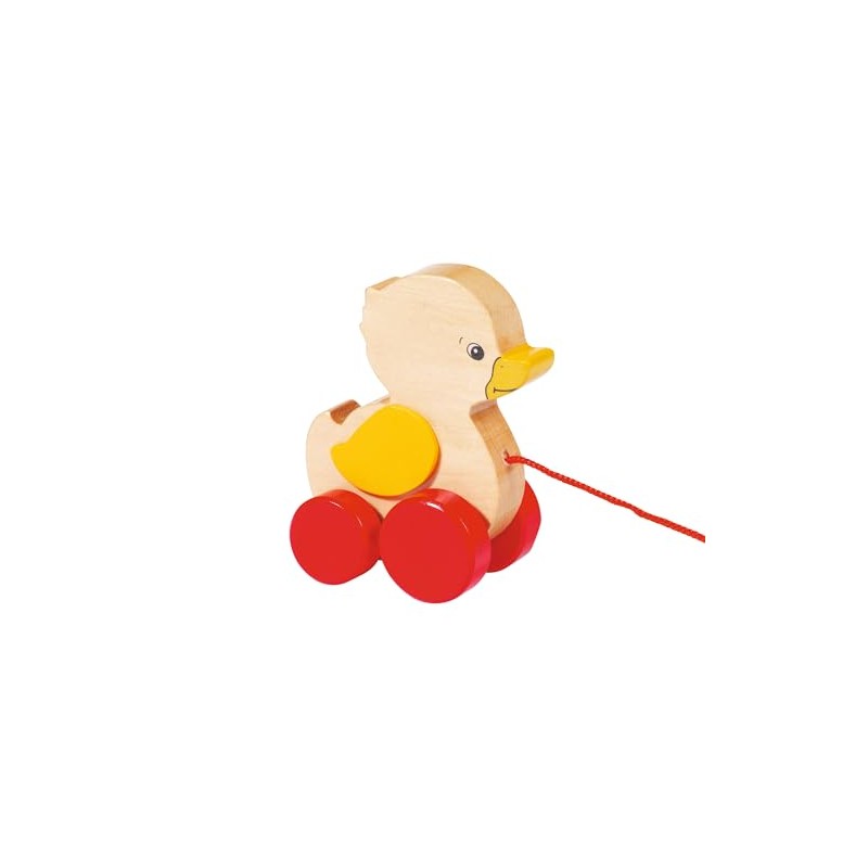 goki 54993 Ellah Duck Wooden Pull Toy with Animal Motif,