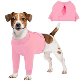 Queenmore Dog Surgery Recovery Sleeve Front Legs, Breathable Dog Recovery Sleeve, Elbow Protector Pet Cone Alternative After Surgery, Pink, M