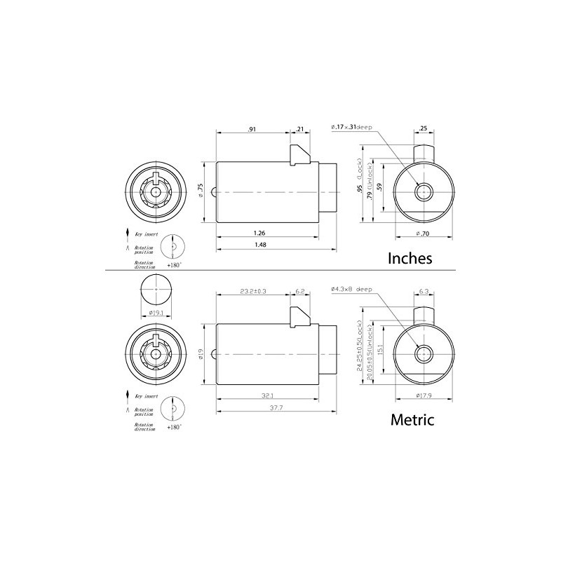 FJM Security Products MEI-2501 Tubular Vending Machine Lock, Chrome