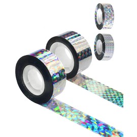 Whtawtaw 2 Rolls 328 FT Bird Scare Type Ribbon, Deterrent Visual Audible Reflective Tape to Keep Away Birds, Holographic Eco-Friendly Double Sided Flash Tape for Outdoor, Garden, Balcony