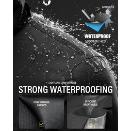 iCreek Rain Suit Waterproof Jacket and Trouser Suit Raincoat for Men and Women Outdoor All-Sport Breathable Anti-storm (L-USA, Black)