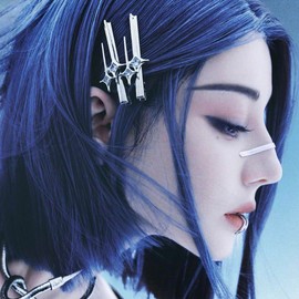 2 Stück Y2K Punk Stern Haarspangen, Himmlische Strass Hexagramm Haarspangen Ausgefallenes Accessoire für Dünnes und Dickes Haar