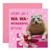 Cute Hyrax Birthday Card - "Wishing You a Wa Wa-Wonderful