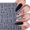 6Sheets Black Silver Line Nail Art Stickers 3D Self-Adhesive Stars