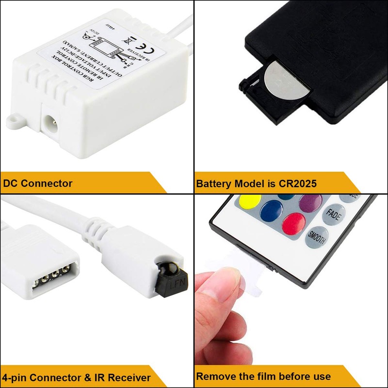 SUPERNIGHT RGB LED Strip Light Remote Controller, 24 Key IR