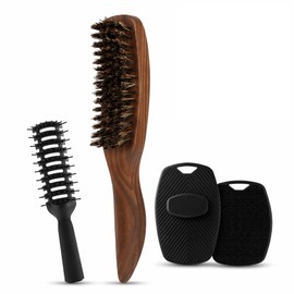 Slick Back Set - Boar Bristle Brush - Comb - Silicone Scalp Brush
