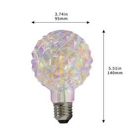FANNIS 2 Pack Vintage LED Edison Bulb G30 G95 6W Dimmable LED Filament Bulb Colorful Pineapple Shaped Bulb 2700K Warm White E26 for Bedroom, Dining Room, Bar, Coffee Shop