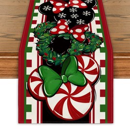 Christmas Table Runner Christmas Cartoon Mouse Table Cover New Year Winter Xmas Decor Red Christmas Decorations for Home Party