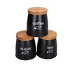 3Pcs Coffee Tea Sugar Container Set Bamboo Lid Durable Iron