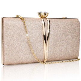 Farcauo Clutch Women's Evening Bag Women's Small Shoulder Bag with Removable Chain Crossbody Bag Glitter Evening Bag, #a champagne handbag