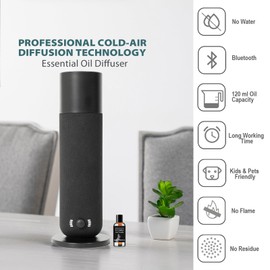 Smart Scent Air Machine for Home - Cold Technology Waterless Essential Oil Diffuser with Roy Tranquility Oil Set, Covers Up to 2000 Sq.Ft, Quiet Aromatherapy Machine for Hotel, Spa (Black)
