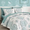 WONGS BEDDING Aqua Comforter Set King Size, Damask Texture 7
