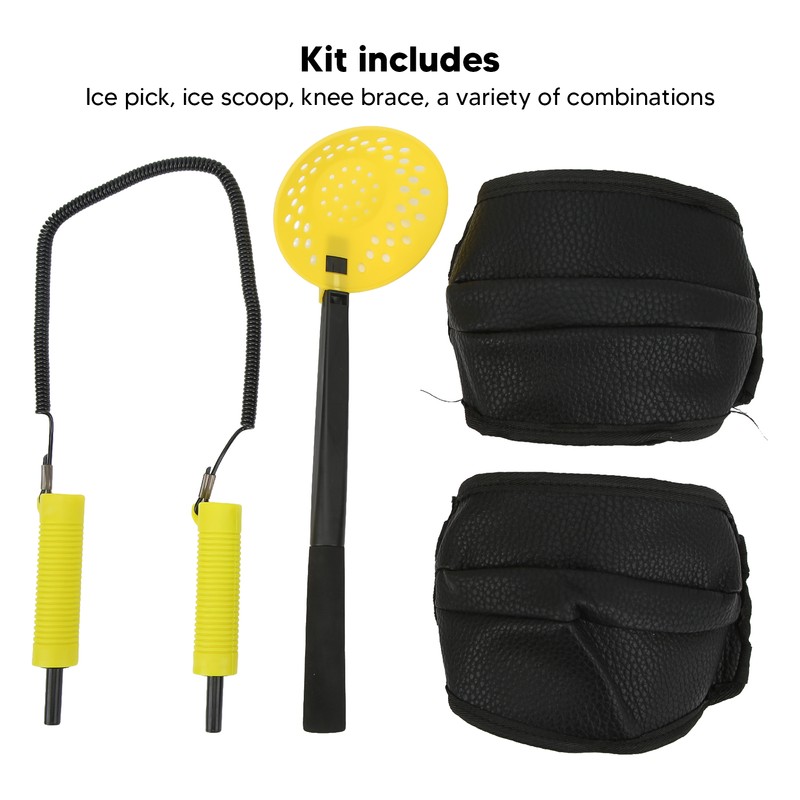 Ice Fishing Spoon Ice Picks Knee Pads Set Winter Outdoor