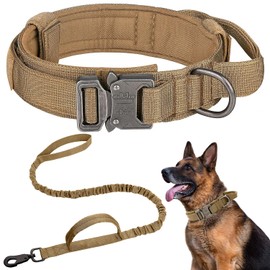 Collar de Perro Táctico, Juego de Collar y Correa para Perro Collar Táctico Hebilla de Metal Resistente Ajustable para Entrenamiento de Perro Grande Mediano Accesorios para Perro