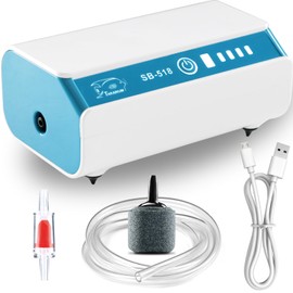 USB Rechargeable Aquarium Air Pump Fish Tank Bubbler Aerator Pump for 5-45 Gallon, 2Mode Portable AC/DC Li-ion Battery Power Outage Outdoor Fishing Live Bait Bucket Aerator w/Clip Quiet Oxygen Pump