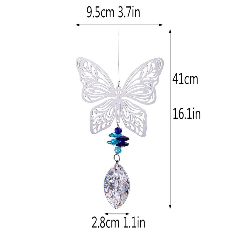 H&D Handmade Butterfly Crystal Prism Rainbow Maker Hanging Suncatcher