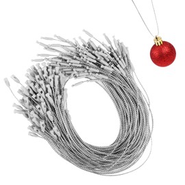 VEYLIN 100 Pcs 20cm Christmas Ornament Hanger String, Rope Ornament Snap Lock String for Xmas Ornament Hanging Decorations (Silver)