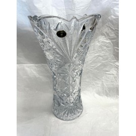 Czech Bohemian Crystal Glass Vase 12'' Clear Elegant Centerpiece Flower Vase Vintage European Design Home Decor Wedding Birthday Housewarming Anniversary