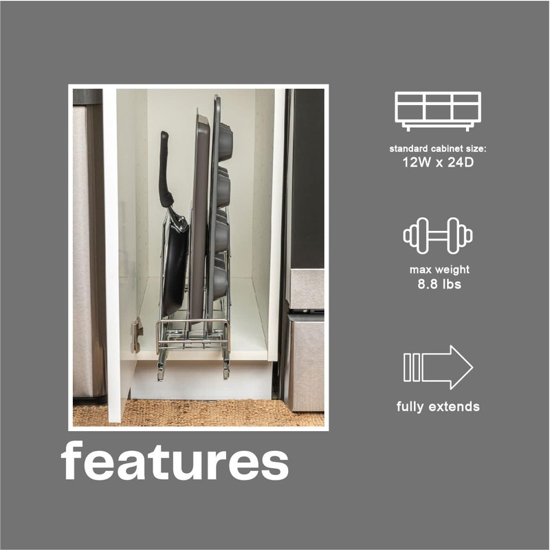 Household Essentials Glidez Multipurpose Chrome-Plated Steel Pull-Out/Slide-Out Storage Organizer for
