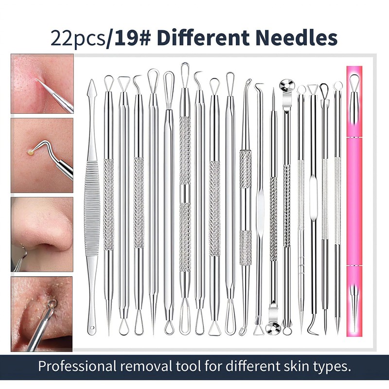 22 Pcs Pimple Popper Tool, Blackhead Remover Acne and Zit