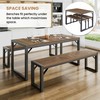SHA CERLIN 3-Piece Dining Table Set with 2 Benches, Rustic