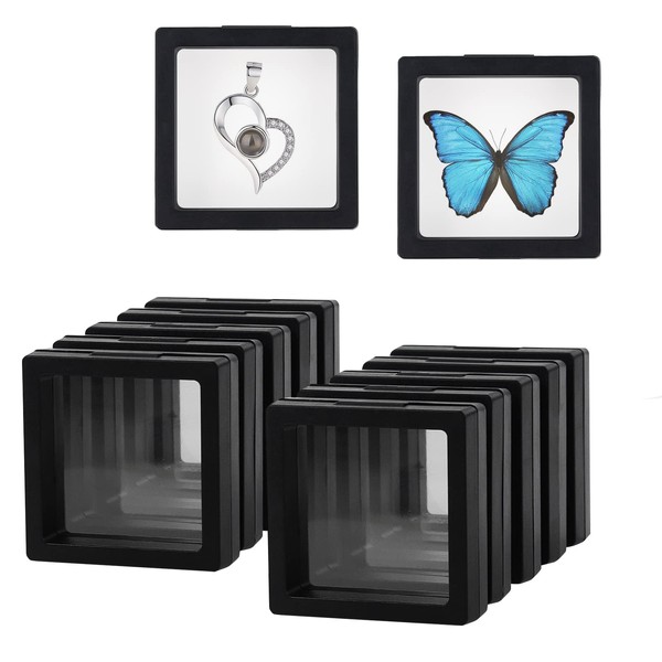 XIACIBDUS 10PCS 3D Floating Frame Case, Black Challenge Coin Display