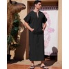 YAOHUOLE Men's V-Neck Kaftan with Side Split, Short Sleeve Cotton