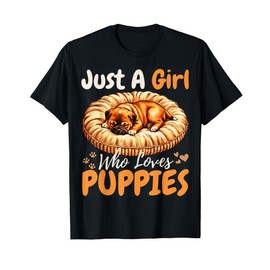 Just A Girl Who Loves Puppies Pugs For Girls For Dog Lover T-Shirt