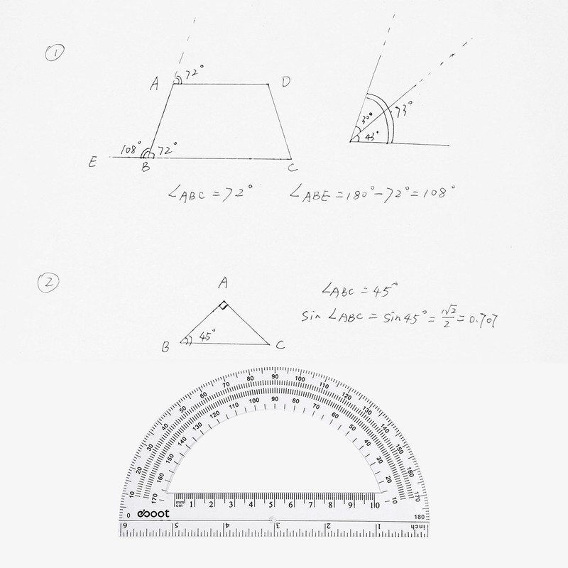 EBOOT Plastic Protractor Math Protractors 180 Degrees, 6 Inch, Pack