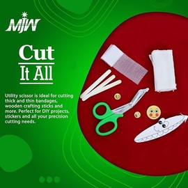 MJW Scissors, EMT and Trauma Shears, Titanium Bandage Shears 5.5' Bent Stealth for Nurses, Students, Emergency Room (Green 5.5)