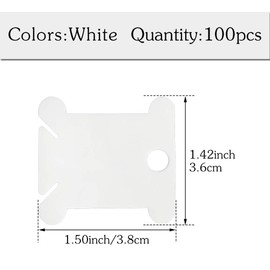 100 Pcs Plastic Floss Bobbin, Embroidery Floss Bobbins, Cross Stitch Embroidery Cotton Thread Embroidery Floss Thread Craft, White Embroidery Thread Organize for DIY Sewing Craft