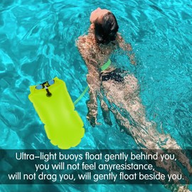 Minicoco Swim Buoy Waterproof Swimming Floats PVC Tow Float Dry Bagor Adults and kids Inflatable Watertight Dry Bagfor Open Water Water Sports Triathletes Kayakers Snorkelers (Green)