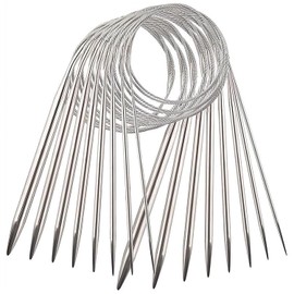 YXHZVON 8-Piece Stainless Steel Circular Knitting Needle Set 60 cm, Ergonomic Double Pointed Circular Knitting Needle for Socks, Sleeves, Coasters (2 mm/2.5 mm/3 mm/4 mm/5 mm/6 mm/7 mm/8 mm)