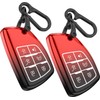 2Pack For Chevy Key Fob Cover With Keychain. TPU Soft Shell Full Protection.Compatible with 2021-2025 Silverado Sierra Tahoe GMC Yukon Suburban Denali (Black Red, 6-Buttons)