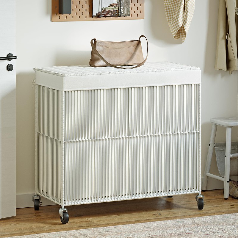 WOWLIVE Laundry Hamper with Wheels, 160L Handwoven Rolling Laundry Basket