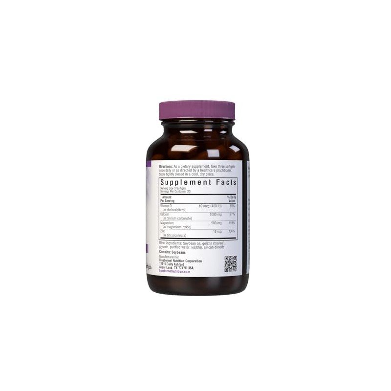BlueBonnet Calcium Magnesium Zinc Softgels, 60 Count
