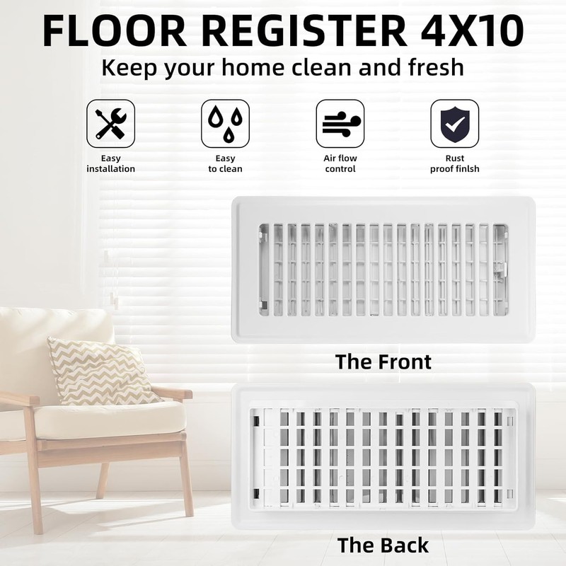 Floor Register 6x14-4 Pack Vent Covers for Home Floor Heavy
